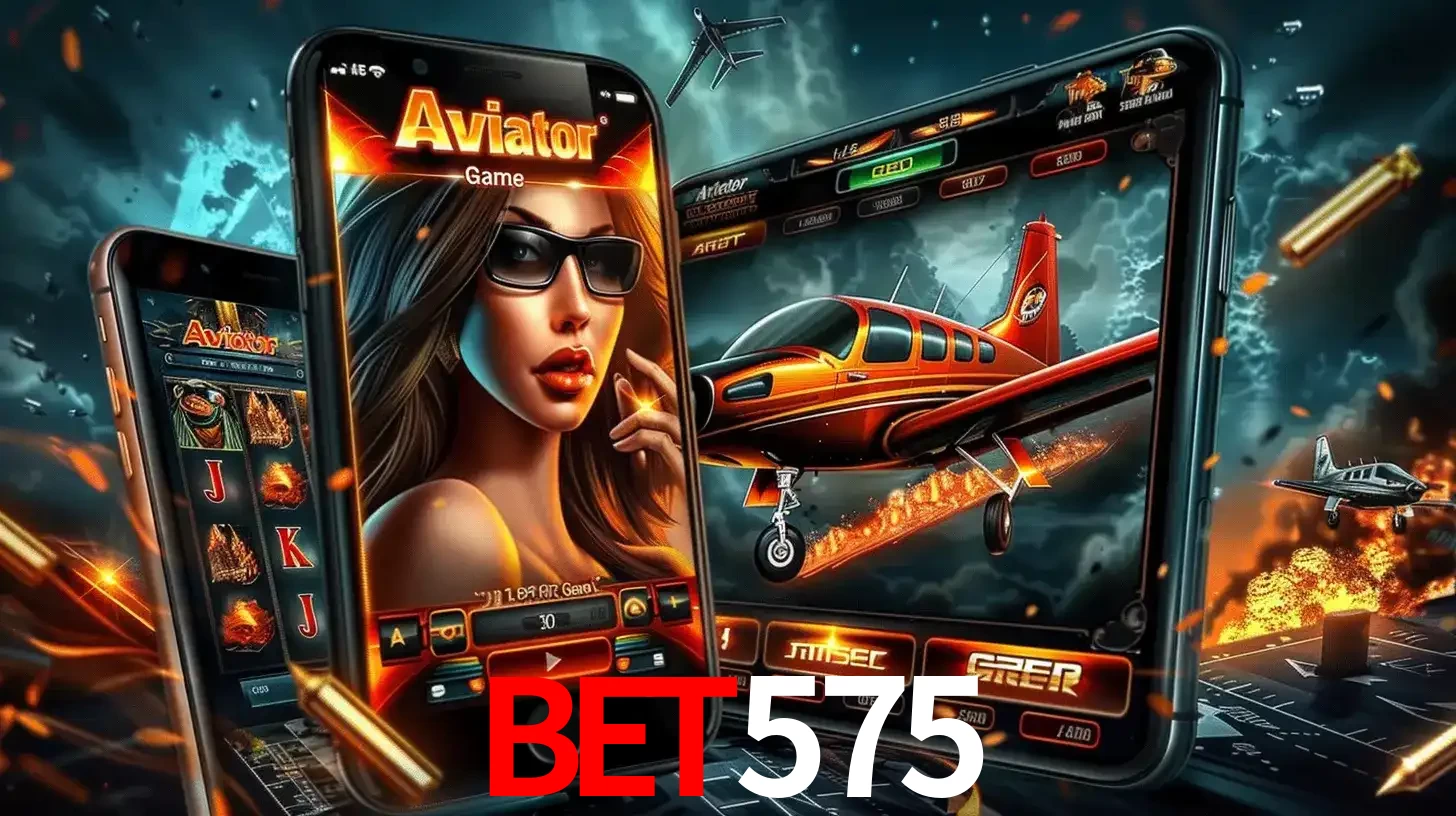 O popular jogo de apostas Aviator exibido em vários celulares e tablets, mostrando a interface emocionante e a ação de voo disponíveis para jogar agora no bet575.