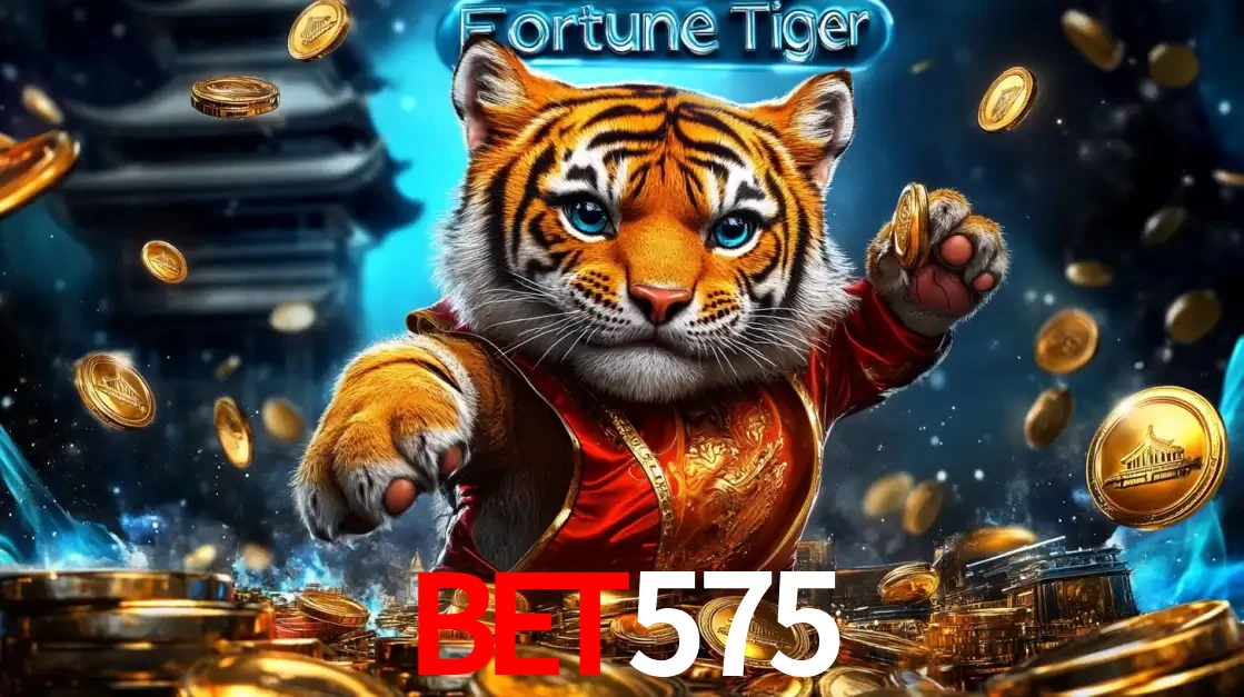 Imagem promocional do jogo de slot Fortune Tiger, com um tigre majestoso em traje tradicional cercado por uma fortuna em moedas de ouro, disponível agora no cassino bet575.